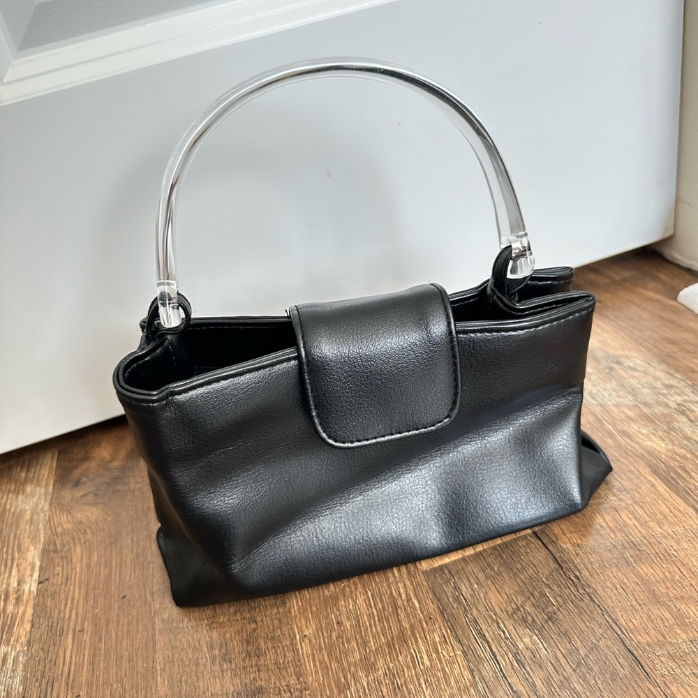 Elegant Black Handbag with Clear Handle